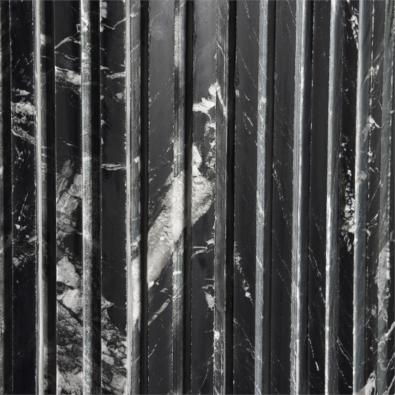 Maklaine Contemporary Black Marble with White Veining Dining Table