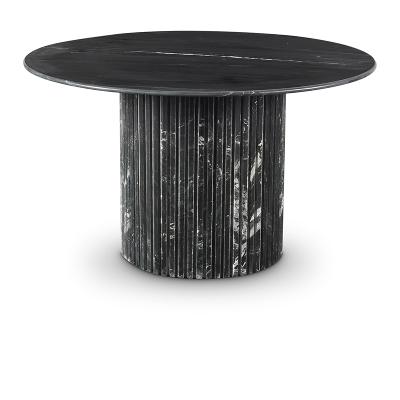Maklaine Contemporary Black Marble with White Veining Dining Table