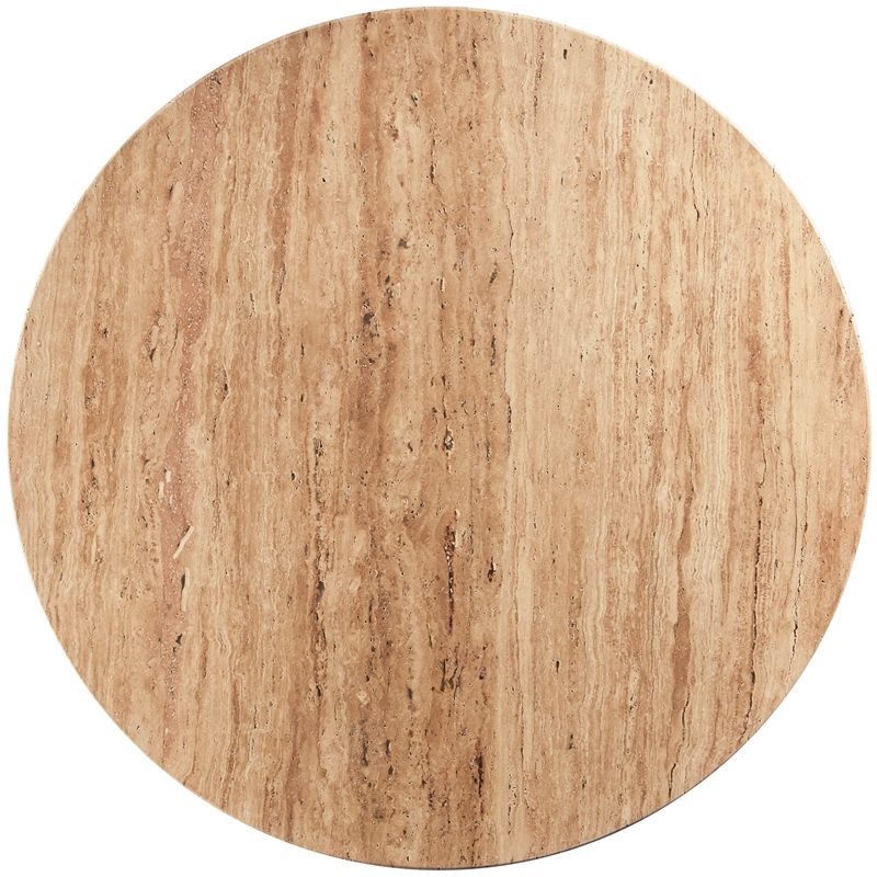 Maklaine Contemporary Natural Beige Travertine Stone Dining Table