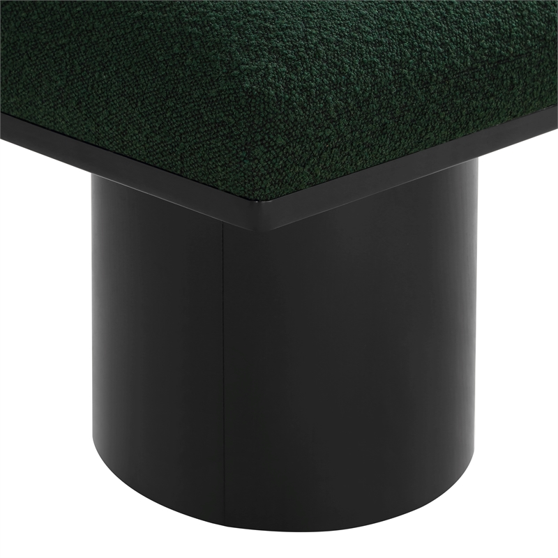 Maklaine Contemporary Green Boucle Fabric Bench in Black Finish