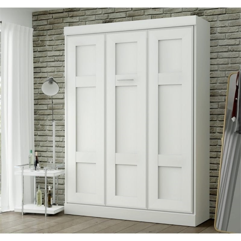 Maklaine Contemporary 65-inch Queen Murphy Bed Sturdy in White
