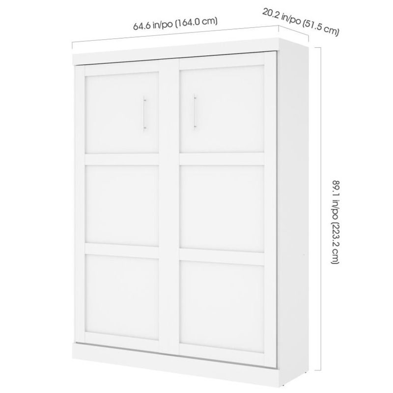 Maklaine Contemporary Queen Murphy Bed 65-inch Space-Saving in White