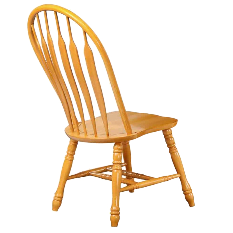 Maklaine Windsor Dining Side Chairs in Light Oak Solid Wood (Set of 2)
