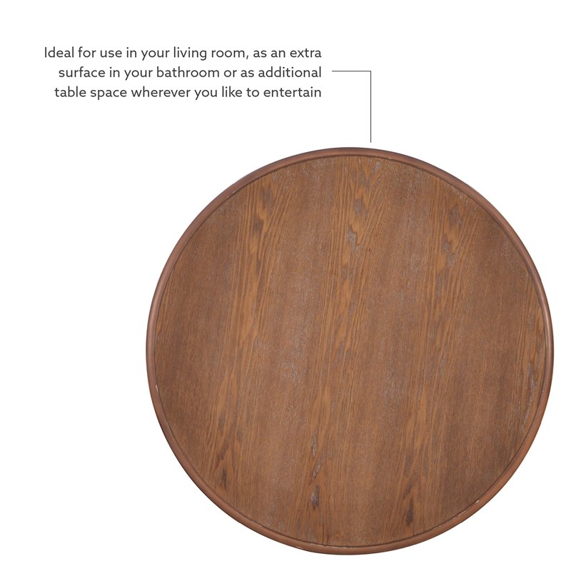 Maklaine Round Wood Accent Table Pedestal Base 26.5