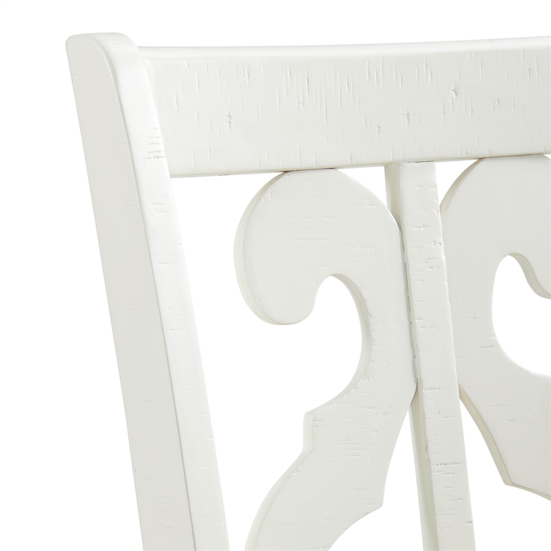 Maklaine Transitional Wood Swirl Back Side Chair Set in White