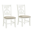 Maklaine Transitional Wood Swirl Back Side Chair Set in White