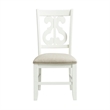 Maklaine Transitional Wood Swirl Back Side Chair Set in White