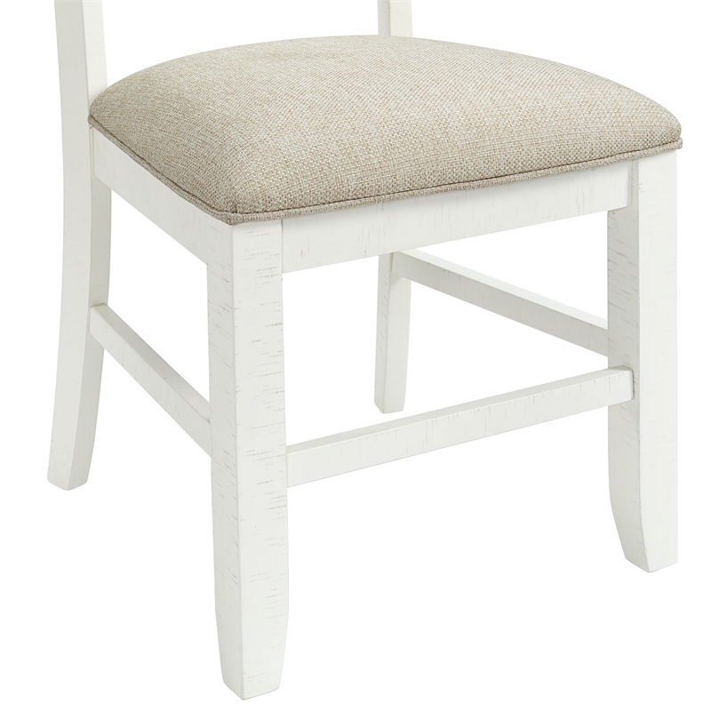 Maklaine Transitional Wood Swirl Back Side Chair Set in White