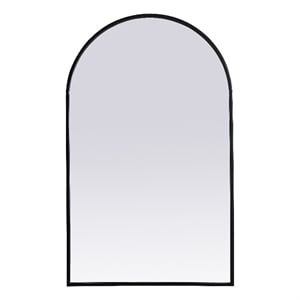 Maklaine Contemporary 22x36&quot Arch MDF Wood/Iron Mirror in Black