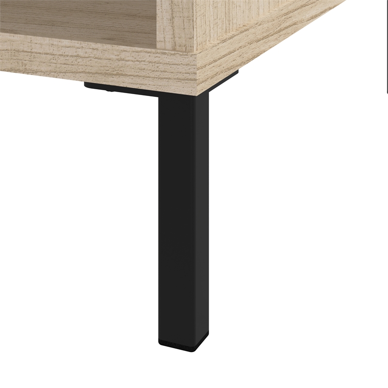 Maklaine 58W TV Stand with Doors and Shelves in Natural Elm - Engineered Wood