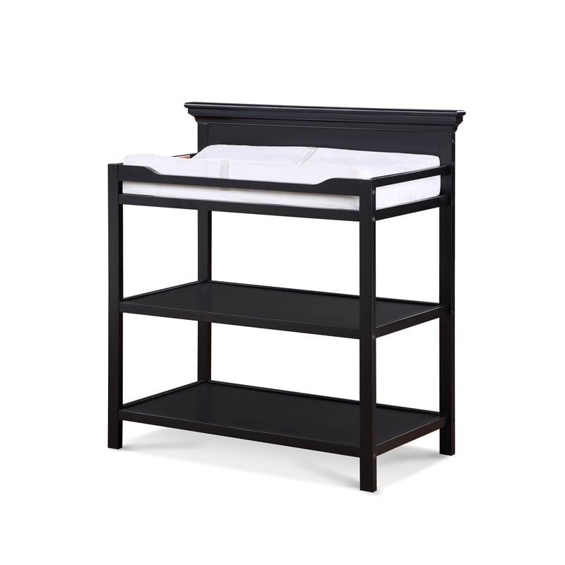 Maklaine Contemporary Wood Universal Changing Table in Black