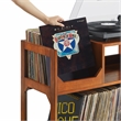 Maklaine Contemporary Wood Large Record Storage Console Walnut