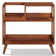 Maklaine Contemporary Wood Medium Record Storage Console Walnut