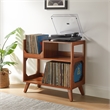 Maklaine Contemporary Wood Medium Record Storage Console Walnut