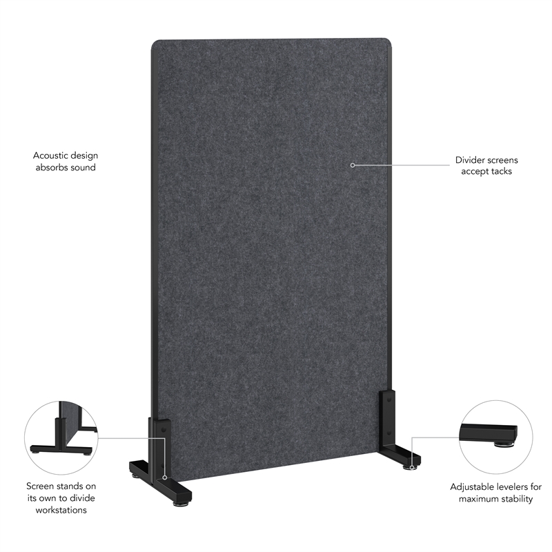 Maklaine Contemporary 34W x 55H Freestanding Privacy Screen in Charcoal
