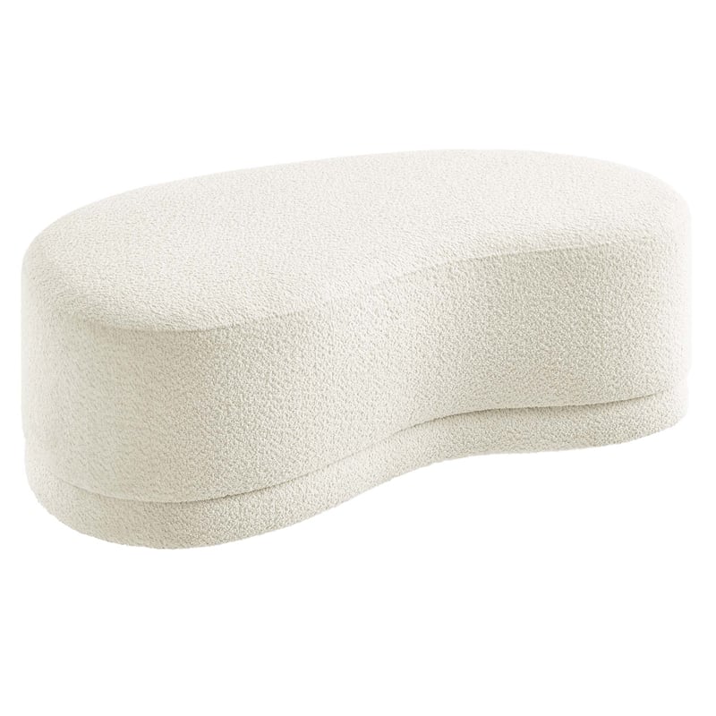Maklaine Upholstered Cream Ottoman Bench Rectangular Fully Assembled