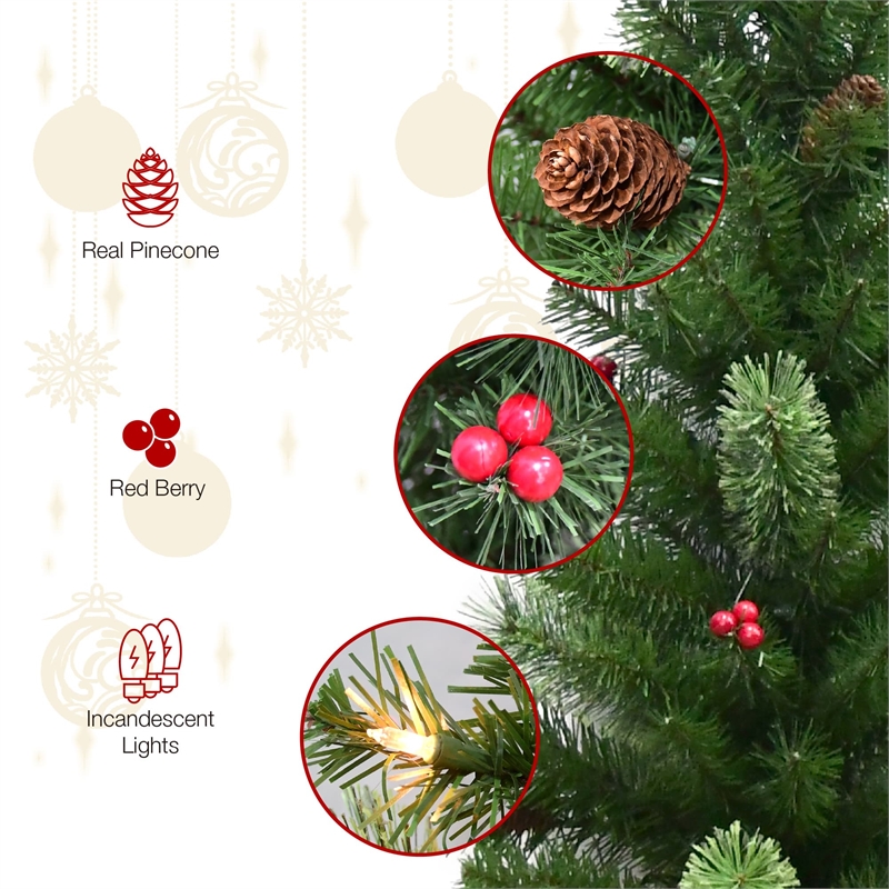 Maklaine Contemporary 2 Piece Plastic 3.5Ft Pre-Lit Green Pot Tree