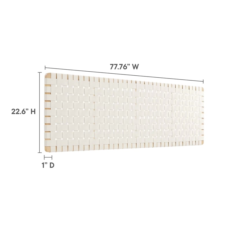 Maklaine Weave Wall-Mount Vegan Leather King Headboard in Natural Beige