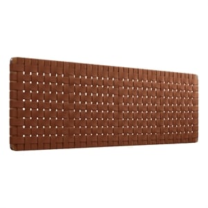 Maklaine Weave Wall-Mount Vegan Leather King Headboard in Walnut Brown