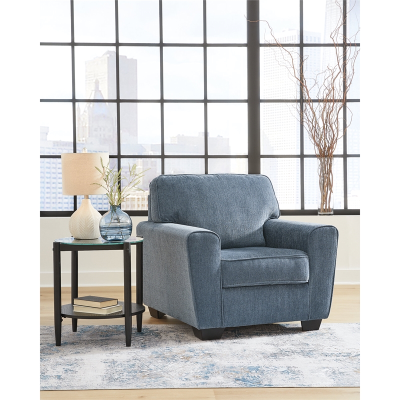 Maklaine Contemporary Polyester Upholstered Chair in Blue Finish