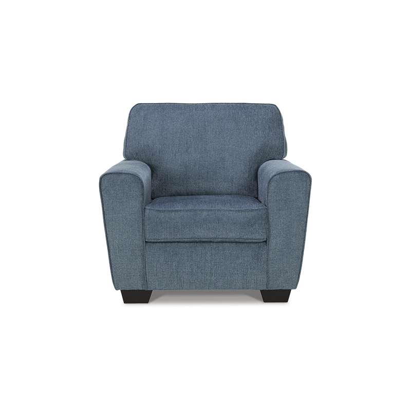Maklaine Contemporary Polyester Upholstered Chair in Blue Finish