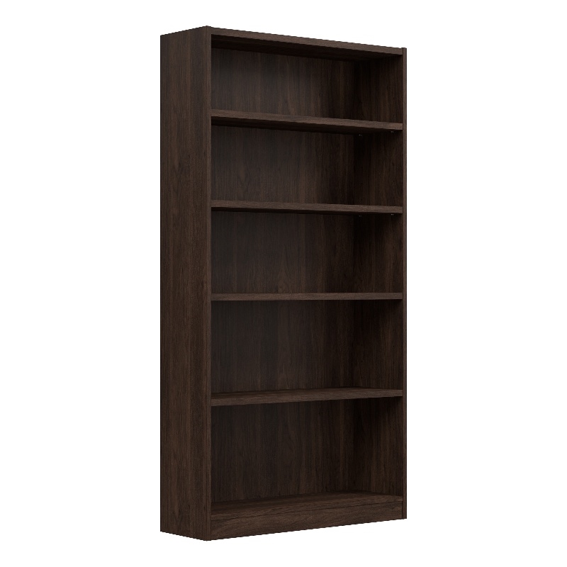 Maklaine Universal Tall 5 Shelf Bookcase in Black Walnut - Engineered Wood