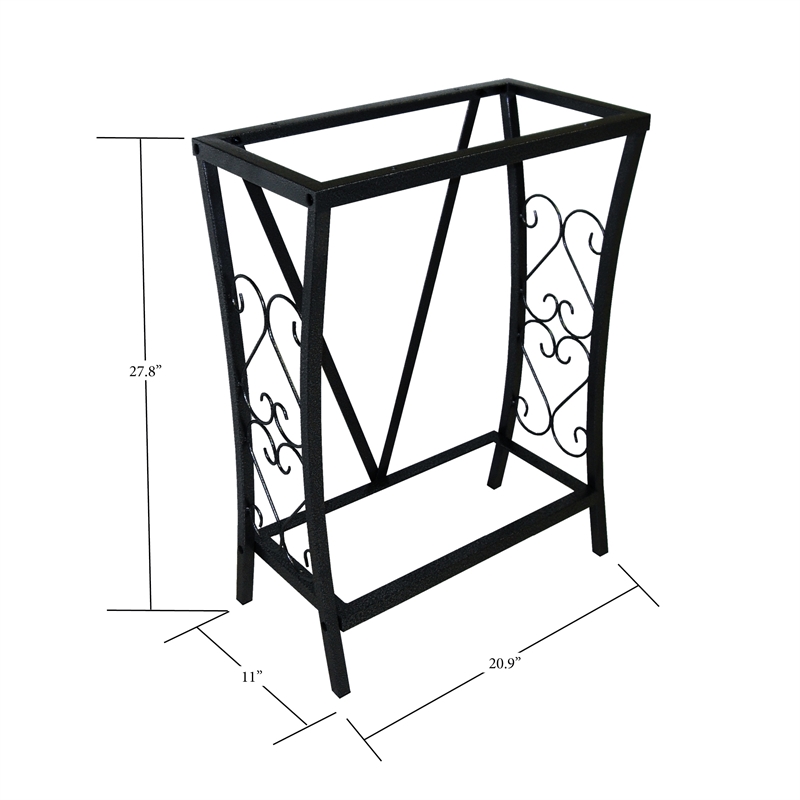 Maklaine Traditional Steel 10 Gallon Metal Aquarium Stand in Black