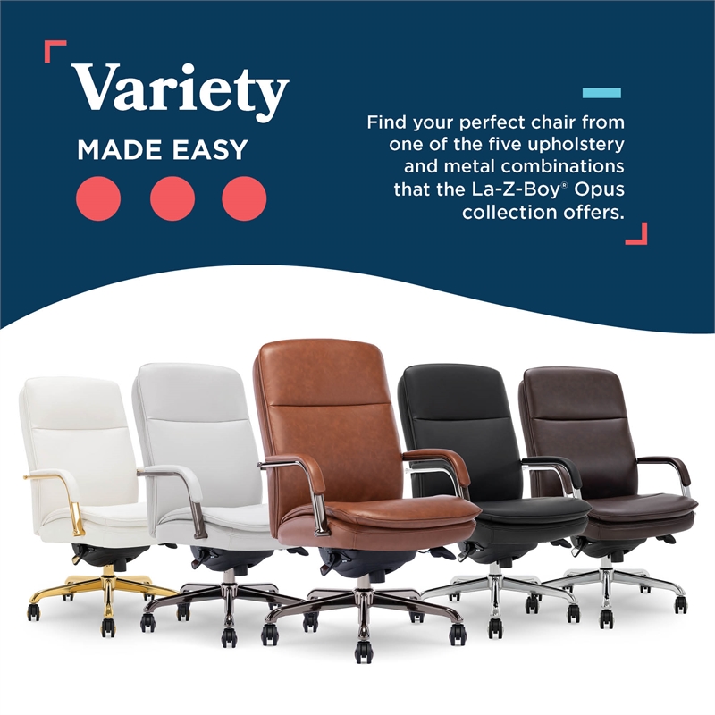Maklaine Executive Mid-Back Office Chair Bonded Leather Cognac and Graphite