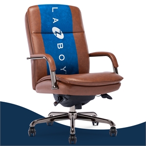 Maklaine Executive Mid-Back Office Chair Bonded Leather Cognac and Graphite