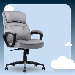 Maklaine Executive Office Chair Padded Armrest Gray Velvet Fabric