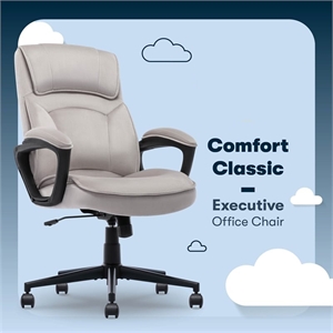 Maklaine Executive Office Chair Padded Armrest Taupe Velvet Fabric
