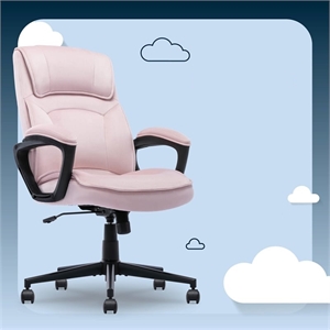 Maklaine Executive Office Chair Padded Armrest Pink Velvet Fabric