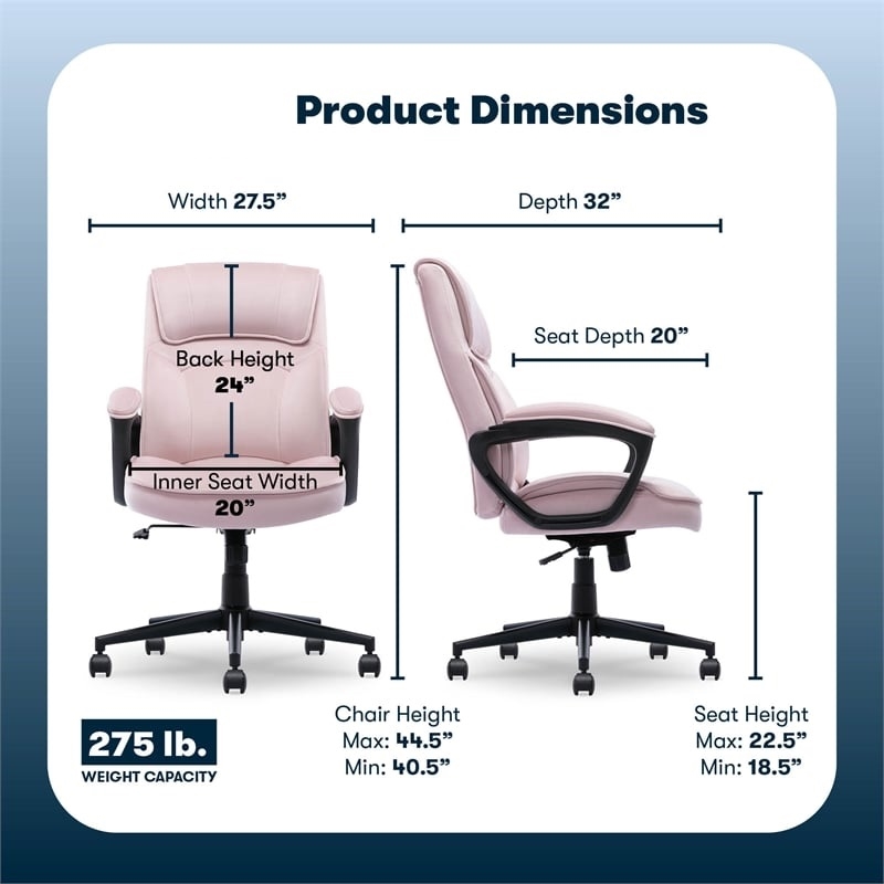 Maklaine Executive Office Chair Padded Armrest Pink Velvet Fabric