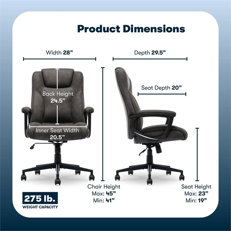 Maklaine Office Ergonomic Computer Chair Lumber Support Brown