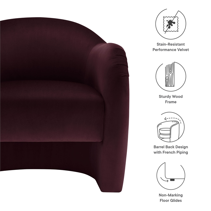 Maklaine Contemporary Upholstered Accent Chair in Mulberry Finish