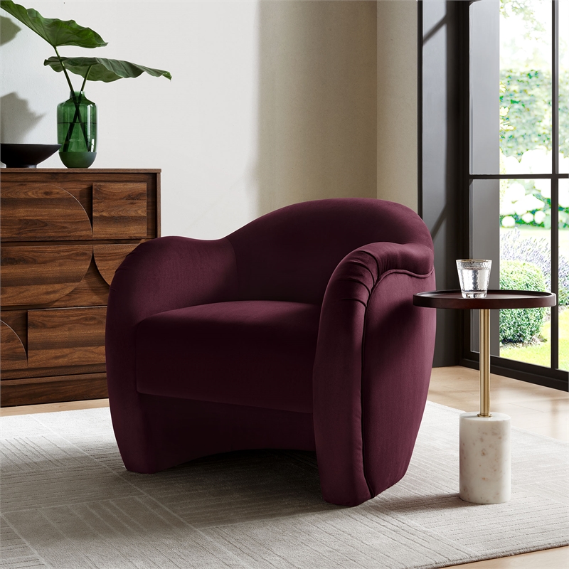 Maklaine Contemporary Upholstered Accent Chair in Mulberry Finish
