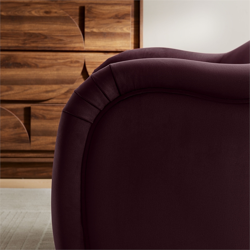 Maklaine Contemporary Upholstered Accent Chair in Mulberry Finish