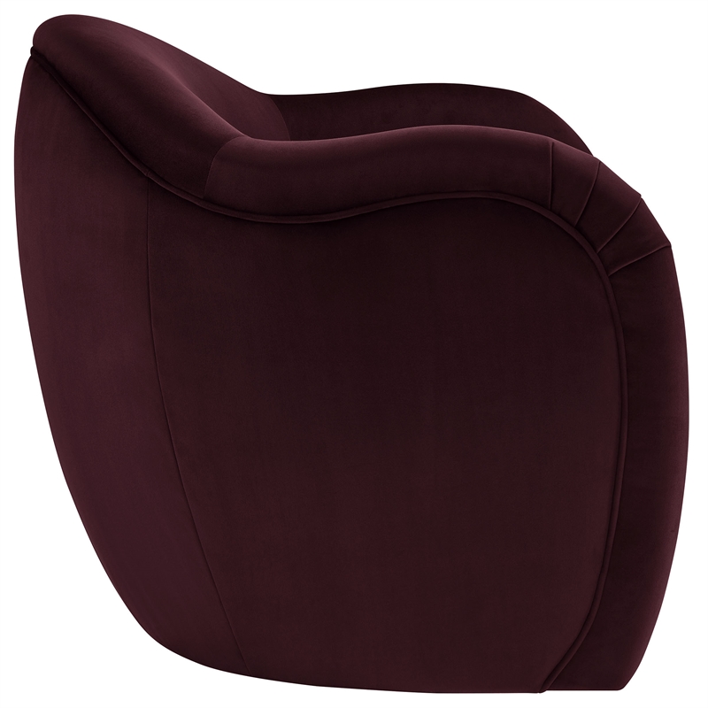 Maklaine Contemporary Upholstered Accent Chair in Mulberry Finish