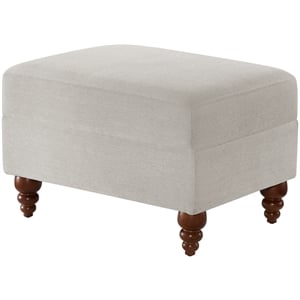 Maklaine Transitional Sea Oat Beige Fabric Upholstered Ottoman