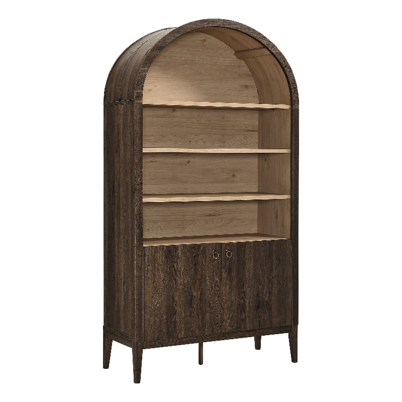 Maklaine Contemporary Storage Display Cabinet Bookshelf in Dark Walnut