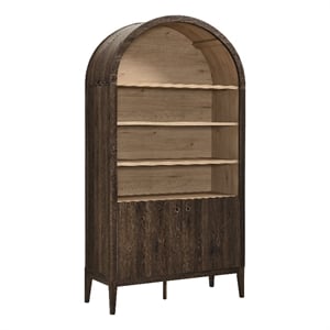 Maklaine Contemporary Storage Display Cabinet Bookshelf in Dark Walnut