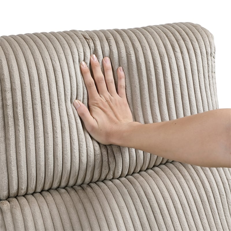 Maklaine Contemporary Corduroy Swivel Glider Reclining Chair in Taupe