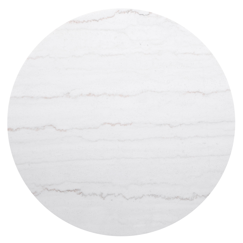 Maklaine Marble White Coffee Table Round Textured Durable 35