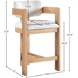 Maklaine Polyester Cream Stool Rectangular Foam-Padded 20.5