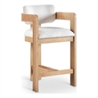 Maklaine Polyester Cream Stool Rectangular Foam-Padded 20.5