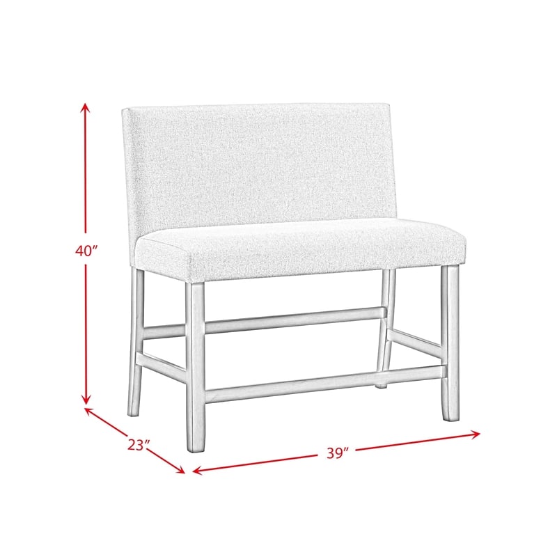 Maklaine Transitional Counter Bench with Upholstered Back in Brown