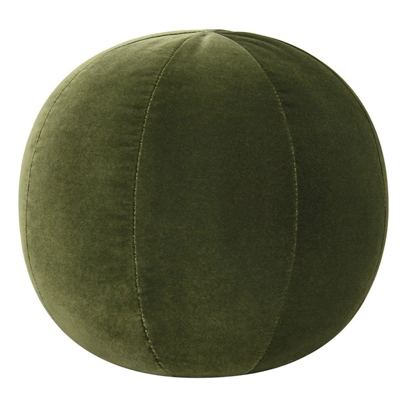 Maklaine Velvet Olive Green Throw Pillow Round 12