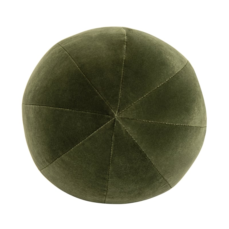 Maklaine Velvet Olive Green Throw Pillow Round 12