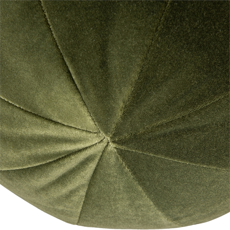 Maklaine Velvet Olive Green Throw Pillow Round 12