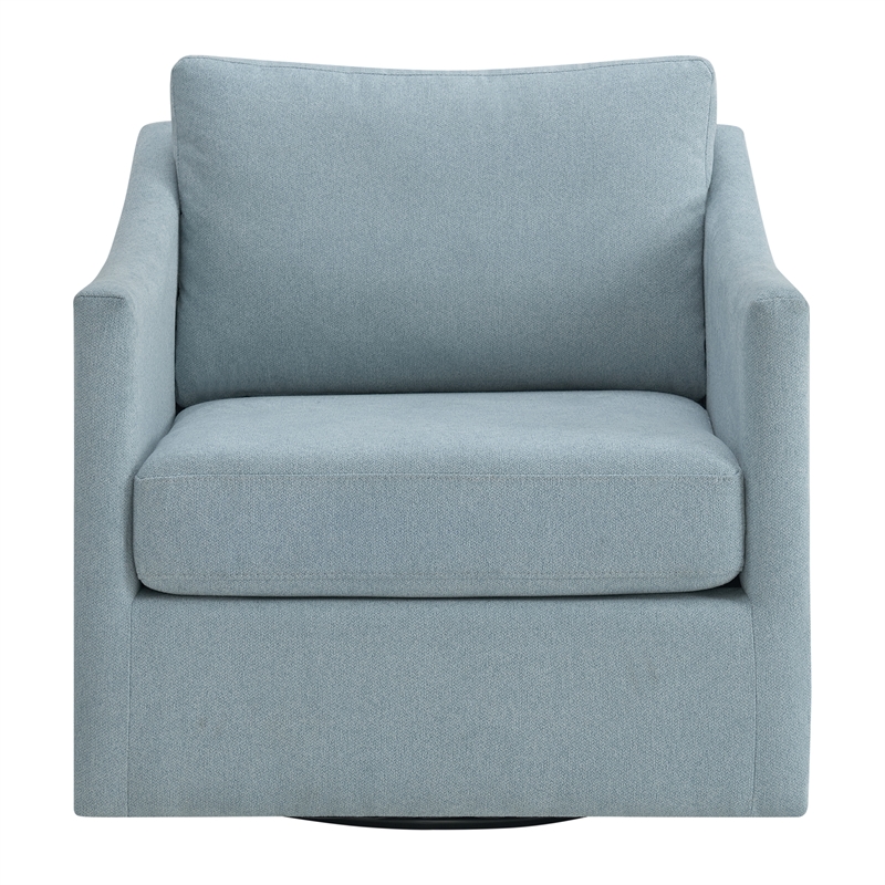 Maklaine Transitional Wood Swivel Chair in Freya Light Blue Finish